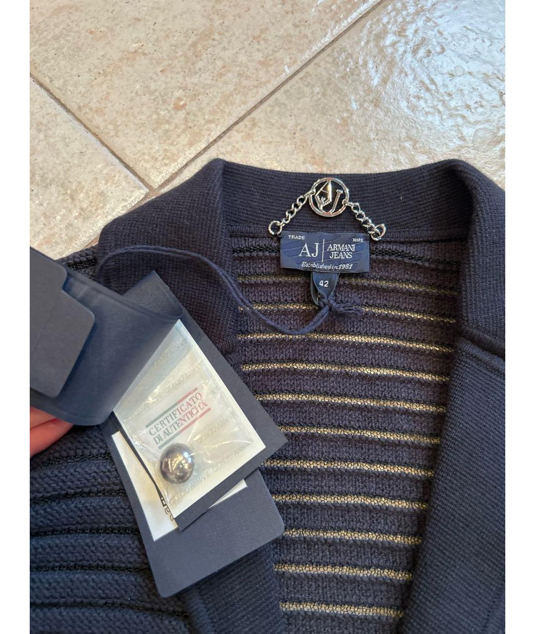 ARMANI JEANS Темно-синий хлопко-эластановый жакет/пиджак, фото 7