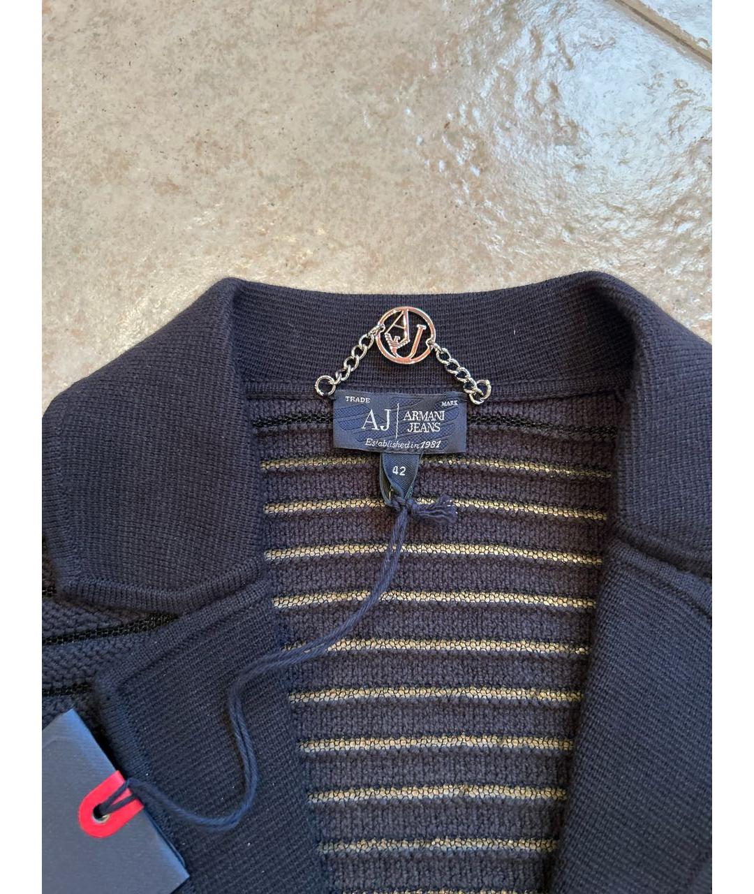 ARMANI JEANS Темно-синий хлопко-эластановый жакет/пиджак, фото 3