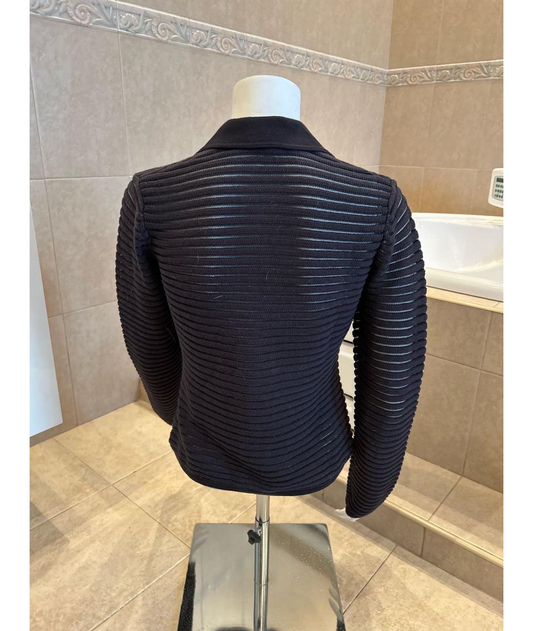 ARMANI JEANS Темно-синий хлопко-эластановый жакет/пиджак, фото 2