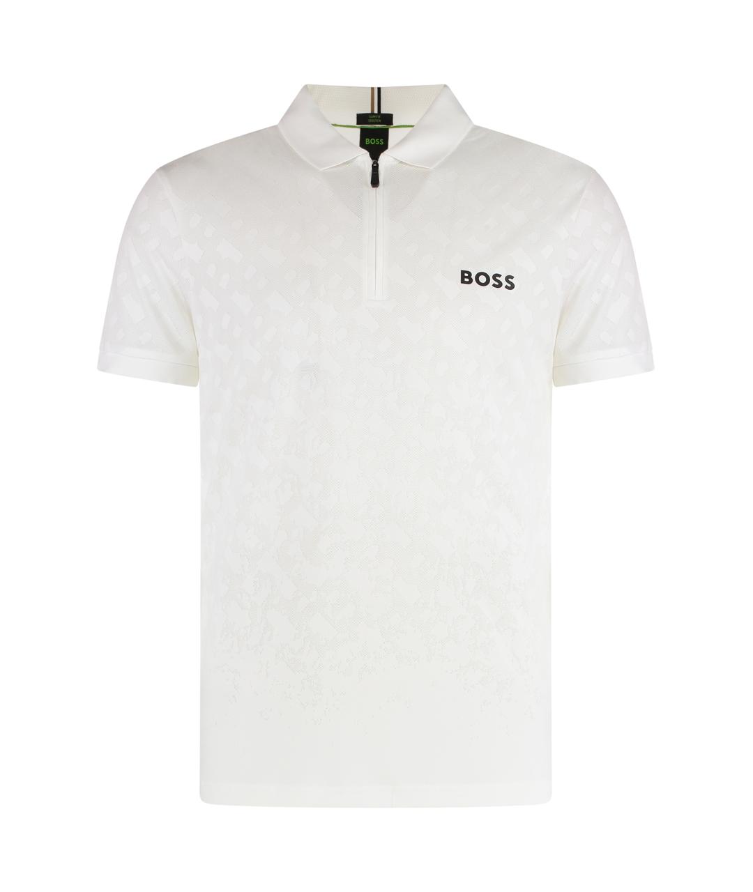 HUGO BOSS Белое синтетическое поло с коротким рукавом, фото 1