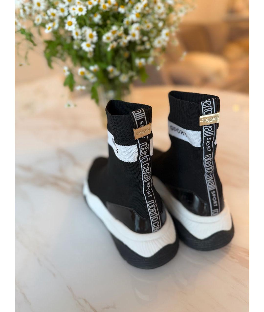 ROBERTO CAVALLI Черные текстильные кроссовки, фото 7