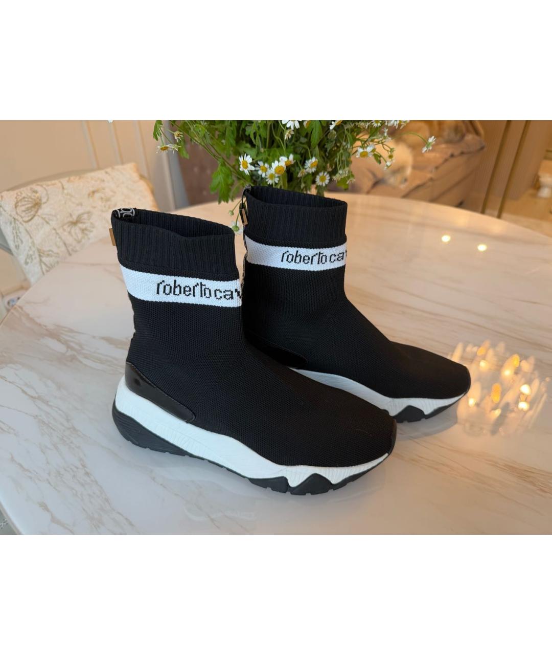 ROBERTO CAVALLI Черные текстильные кроссовки, фото 8