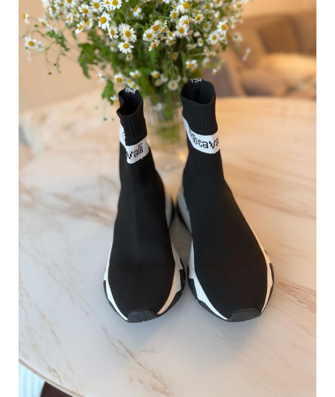 ROBERTO CAVALLI Черные текстильные кроссовки, фото 2