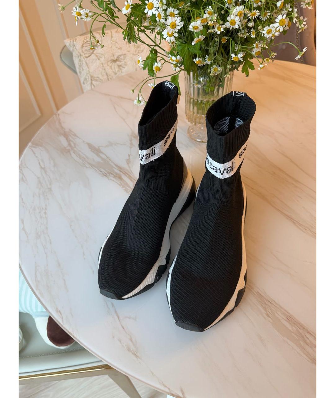 ROBERTO CAVALLI Черные текстильные кроссовки, фото 3