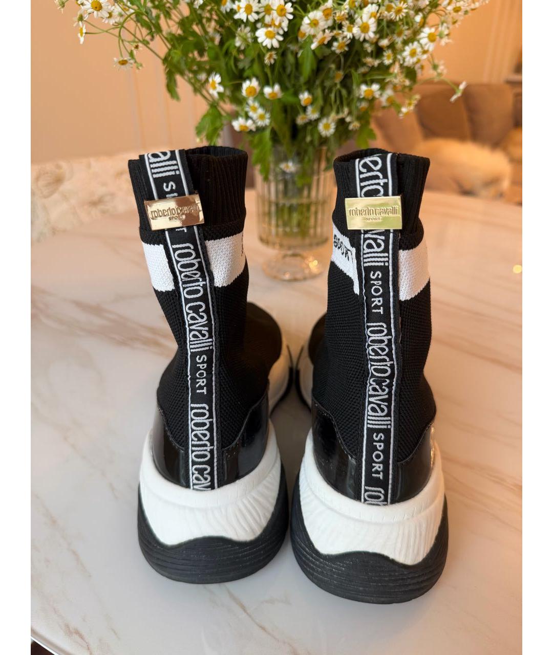 ROBERTO CAVALLI Черные текстильные кроссовки, фото 4