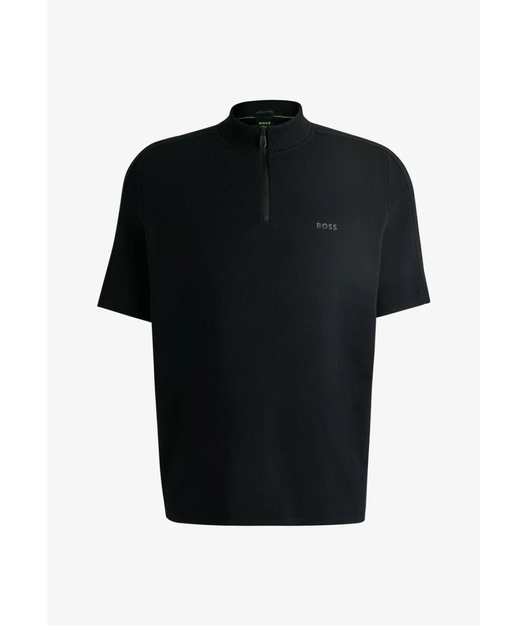 HUGO BOSS Черное хлопковое поло с коротким рукавом, фото 3