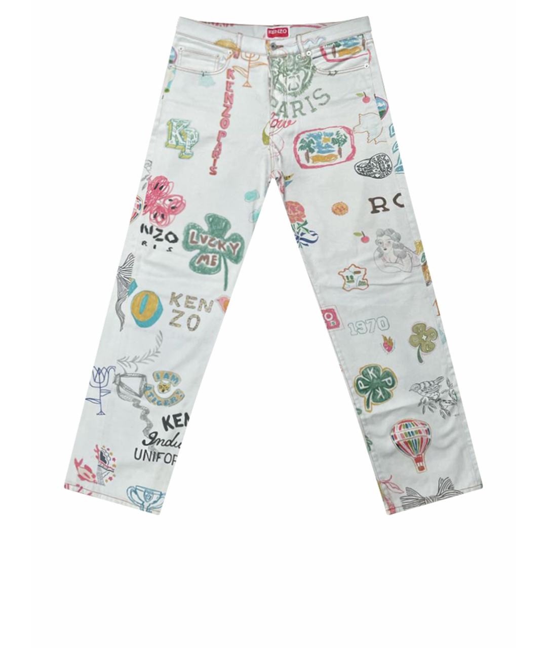 KENZO Белые хлопковые прямые джинсы, фото 1