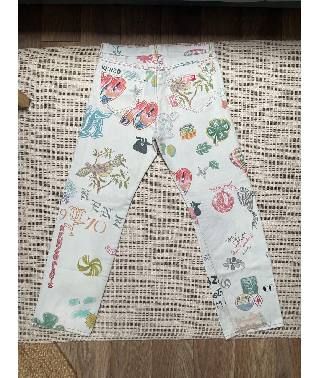 KENZO Белые хлопковые прямые джинсы, фото 2