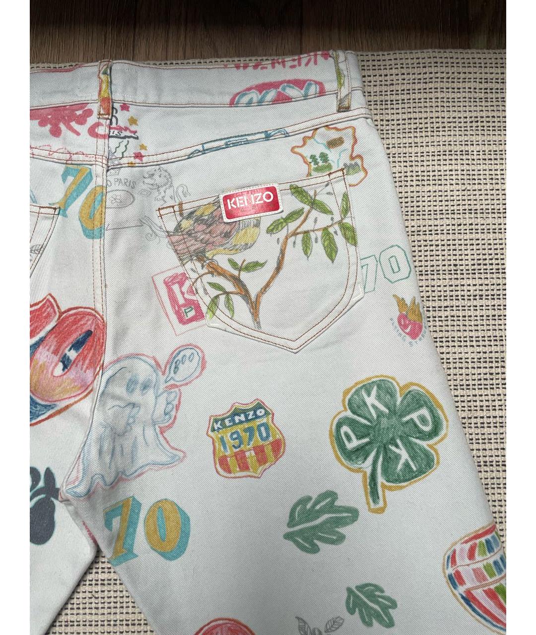 KENZO Белые хлопковые прямые джинсы, фото 4