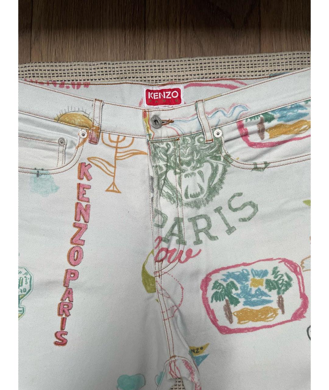 KENZO Белые хлопковые прямые джинсы, фото 3