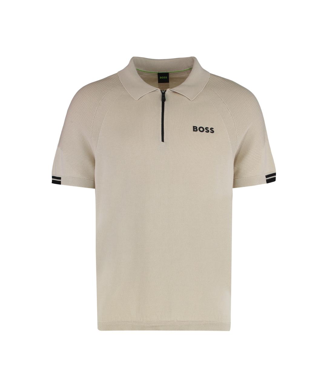 HUGO BOSS Бежевое хлопковое поло с коротким рукавом, фото 1