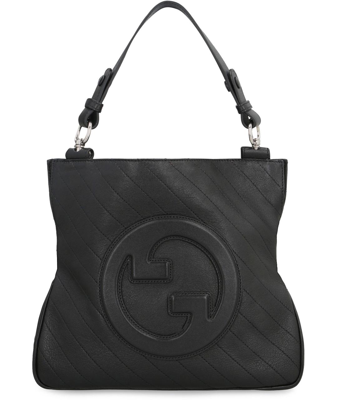 GUCCI Черная кожаная сумка с короткими ручками, фото 1