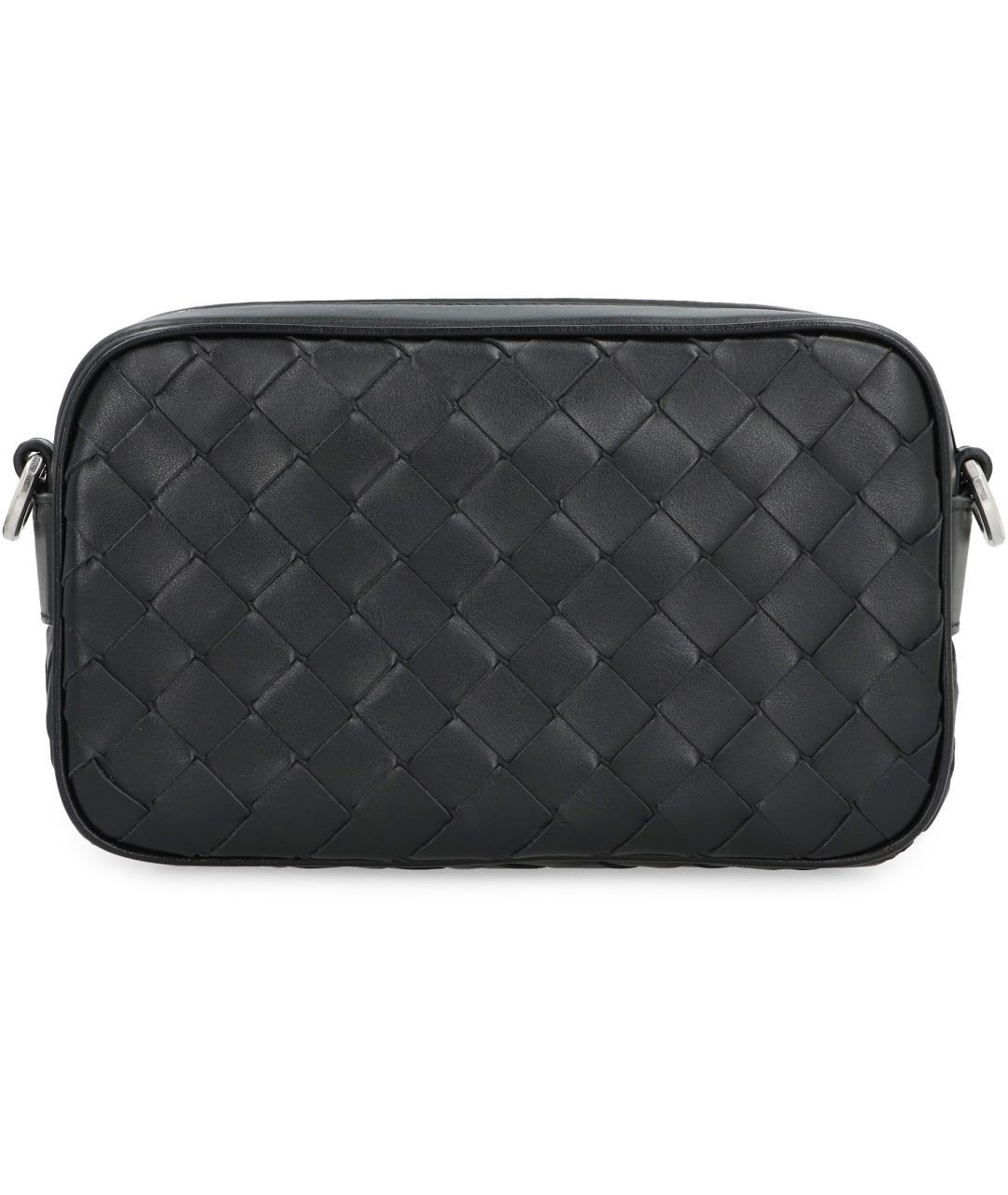 BOTTEGA VENETA Черная кожаная сумка на плечо, фото 4