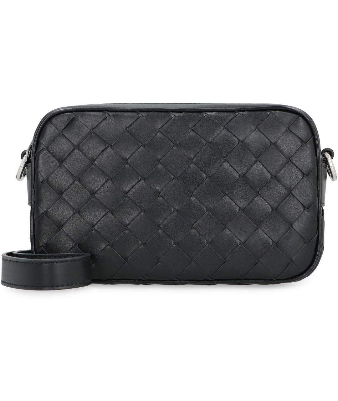 BOTTEGA VENETA Черная кожаная сумка на плечо, фото 2