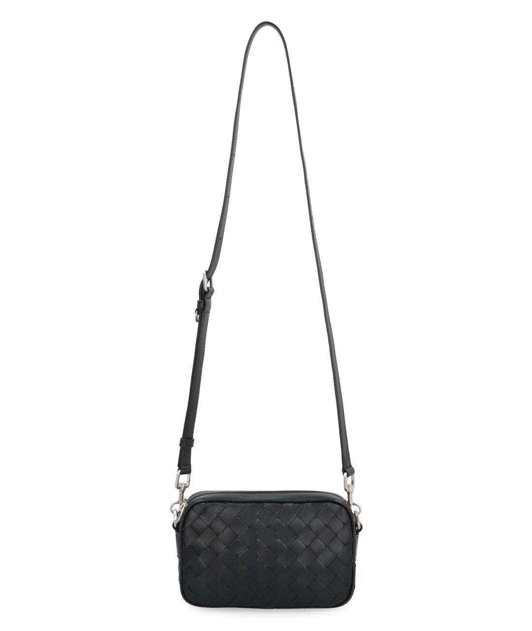 BOTTEGA VENETA Черная кожаная сумка на плечо, фото 5