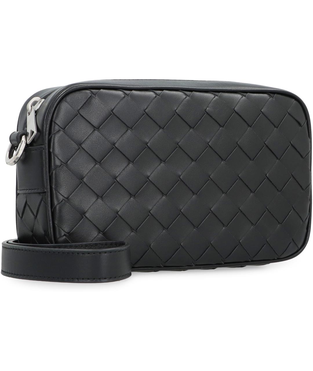 BOTTEGA VENETA Черная кожаная сумка на плечо, фото 3