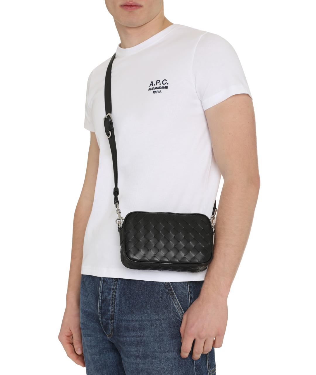 BOTTEGA VENETA Черная кожаная сумка на плечо, фото 7