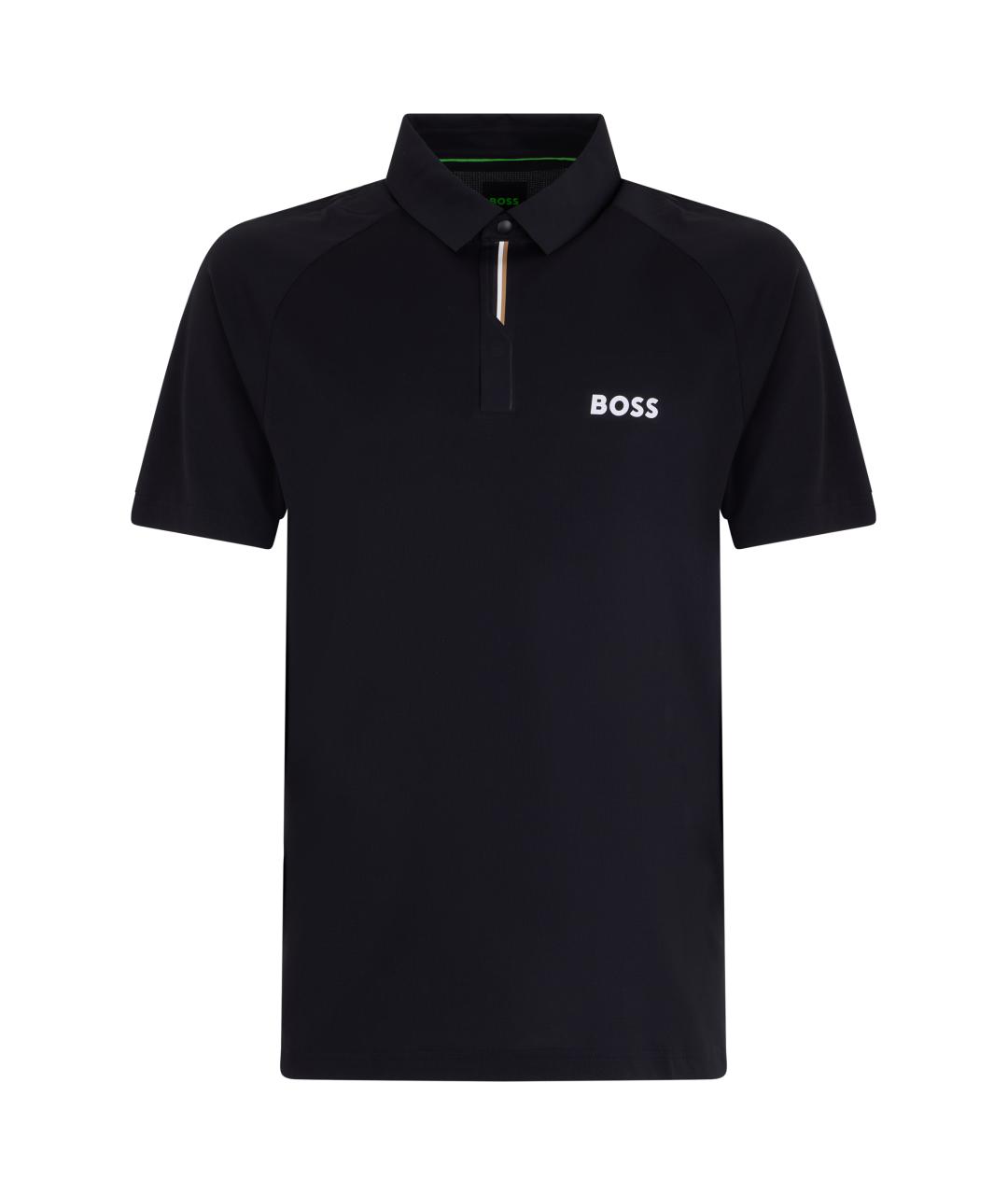 HUGO BOSS Черное хлопковое поло с коротким рукавом, фото 1