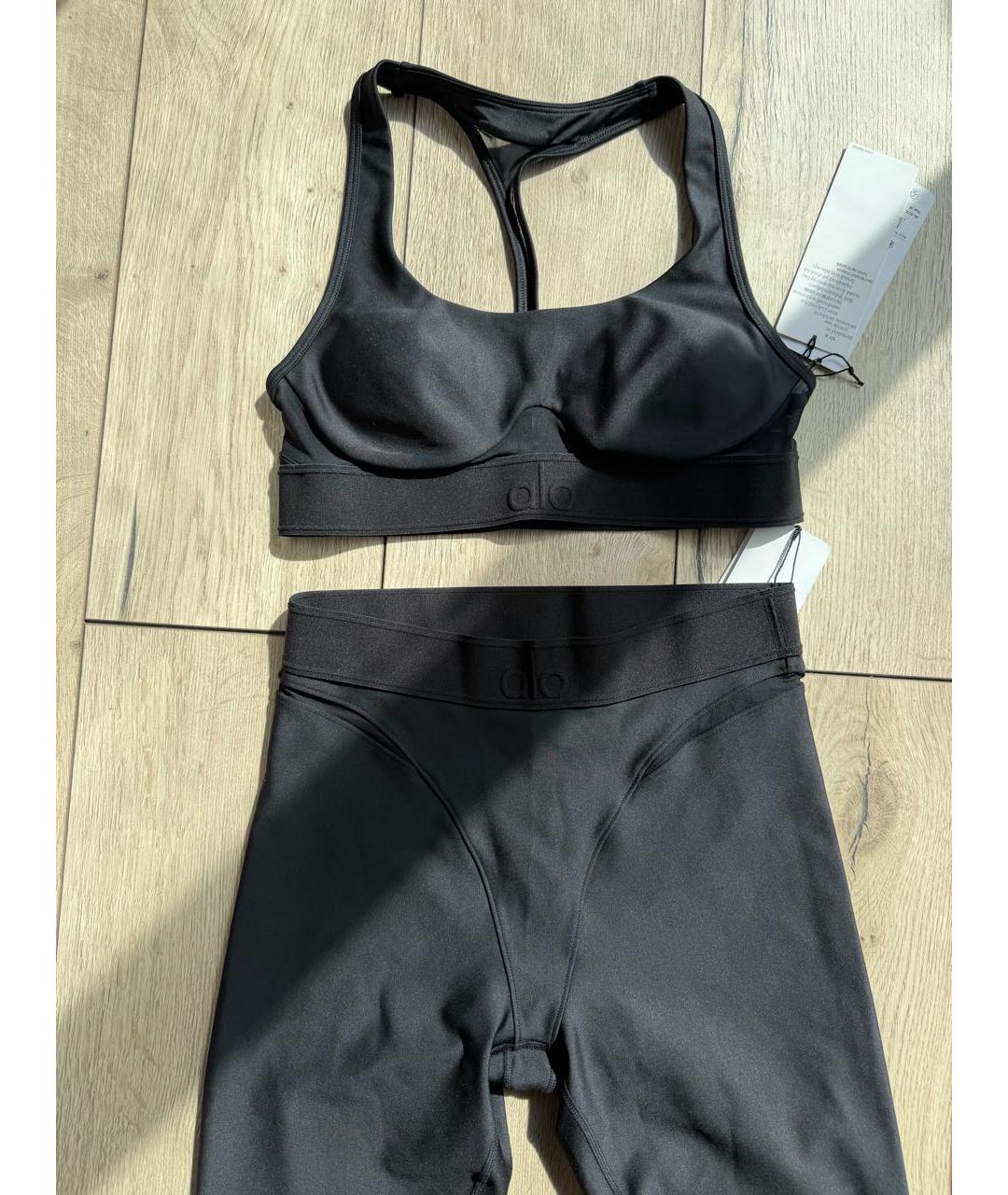 ALO YOGA Черный хлопко-эластановый спортивные костюмы, фото 6