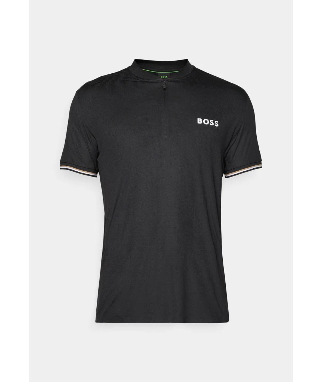 HUGO BOSS Черное синтетическое поло с коротким рукавом, фото 3