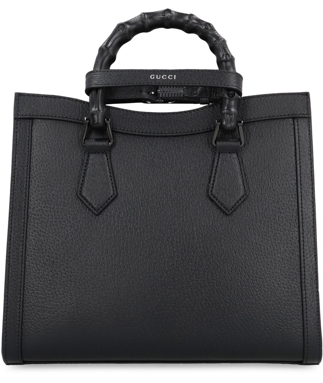 GUCCI Черная кожаная сумка тоут, фото 4