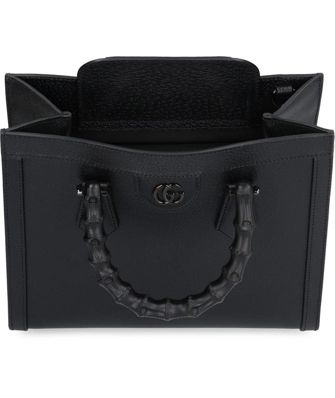GUCCI Черная кожаная сумка тоут, фото 6
