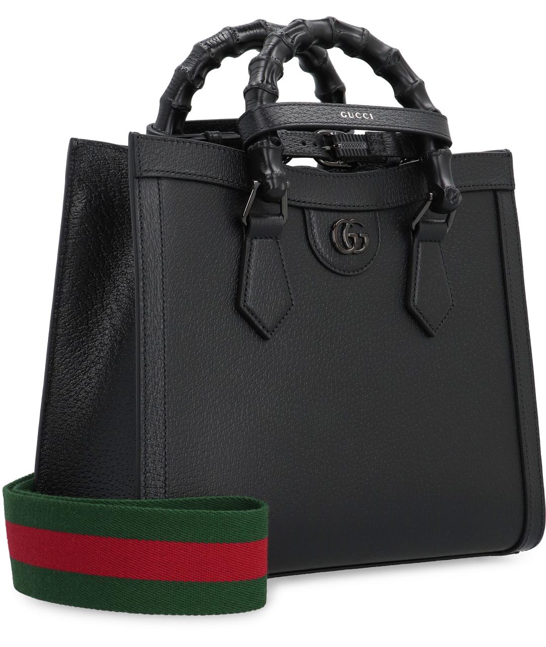 GUCCI Черная кожаная сумка тоут, фото 3