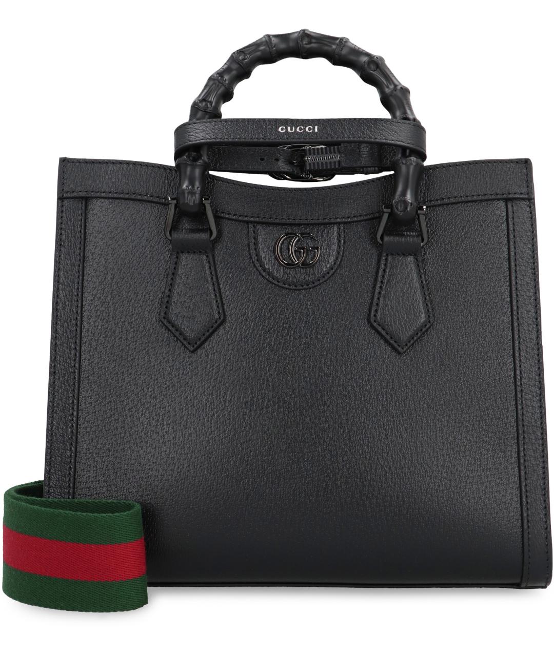 GUCCI Черная кожаная сумка тоут, фото 2