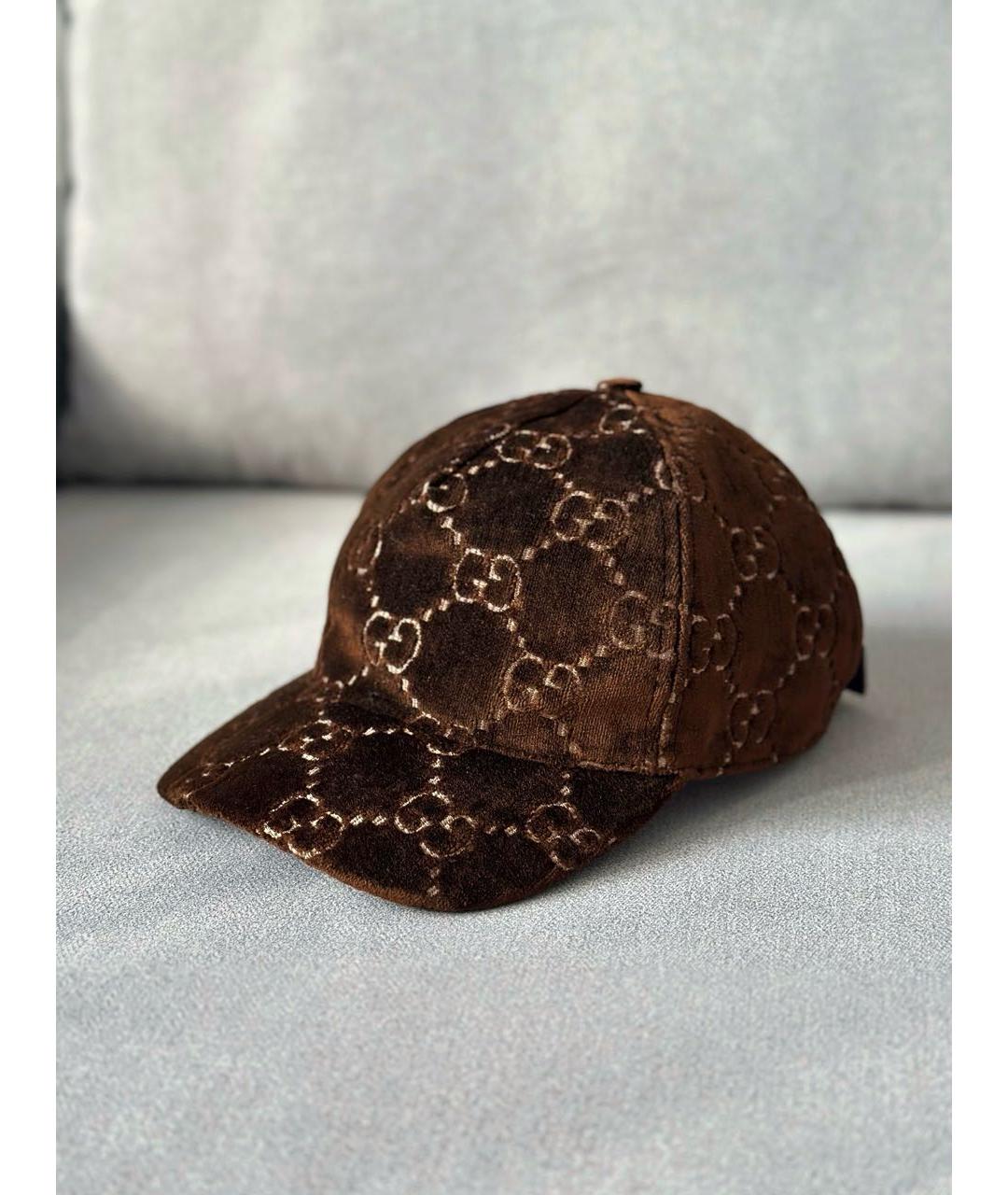 GUCCI Коричневая бархатная кепка, фото 2