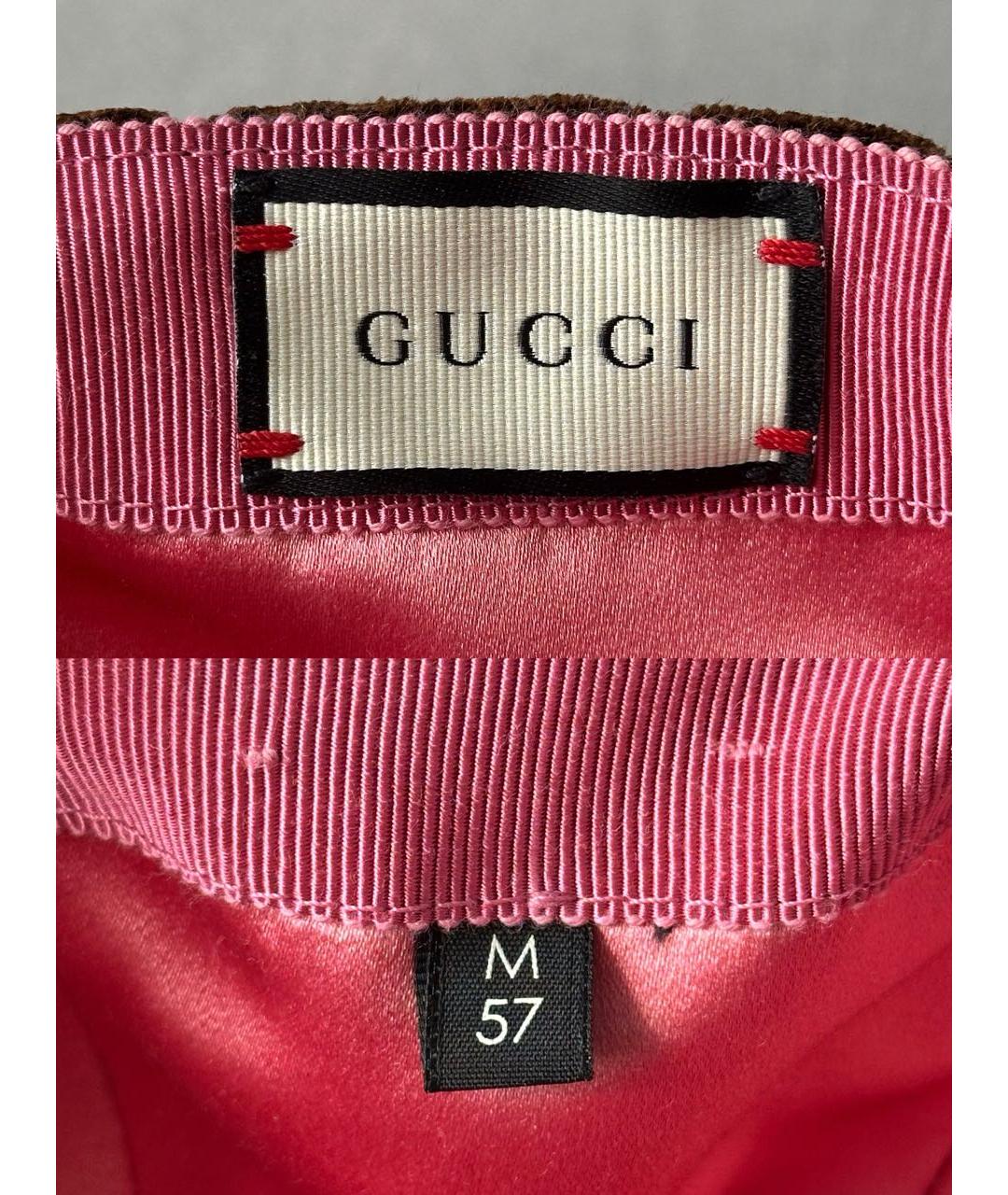 GUCCI Коричневая бархатная кепка, фото 8