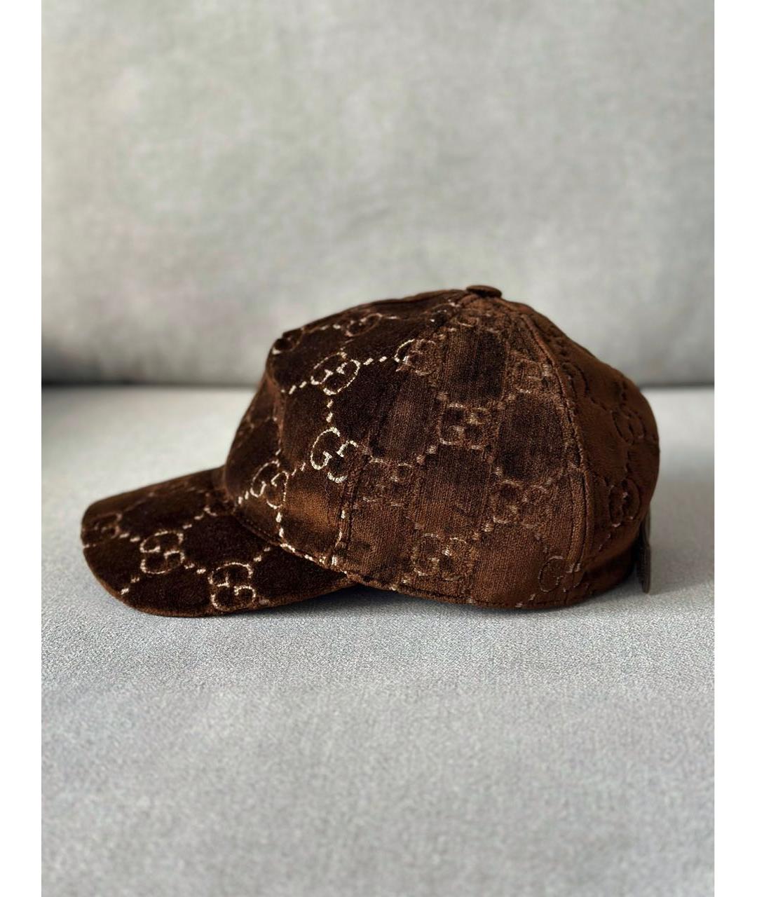 GUCCI Коричневая бархатная кепка, фото 5