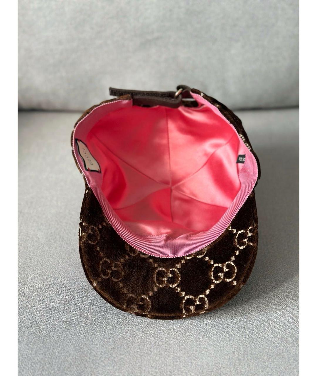 GUCCI Коричневая бархатная кепка, фото 7