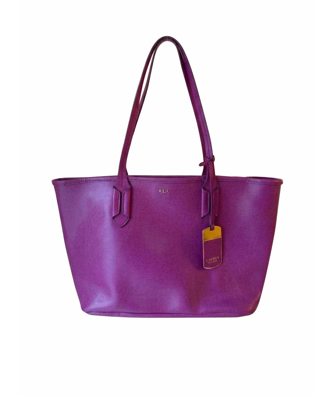 RALPH LAUREN Фуксия кожаная сумка тоут, фото 1