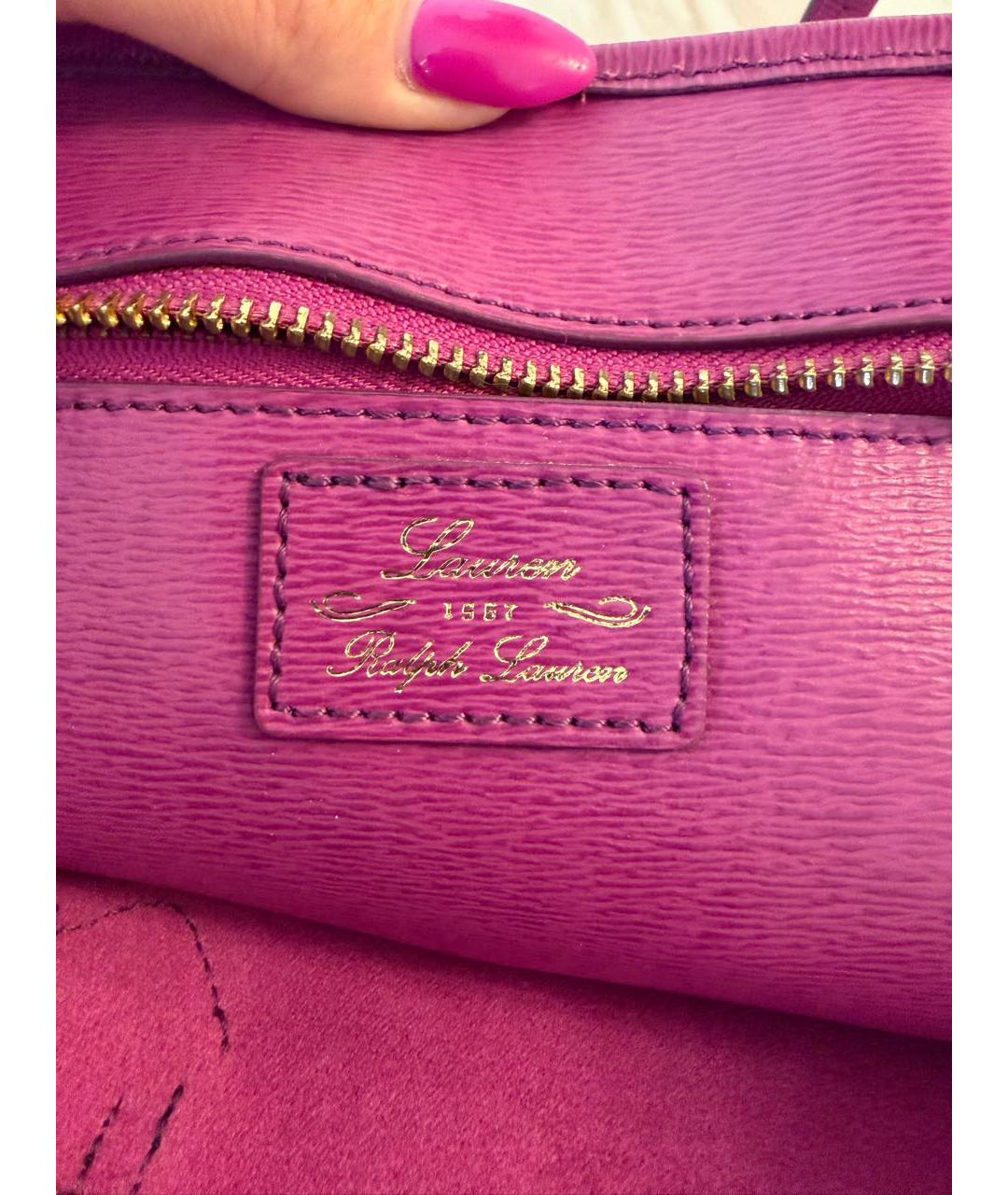 RALPH LAUREN Фуксия кожаная сумка тоут, фото 2