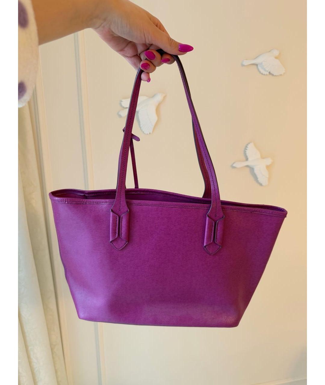 RALPH LAUREN Фуксия кожаная сумка тоут, фото 3