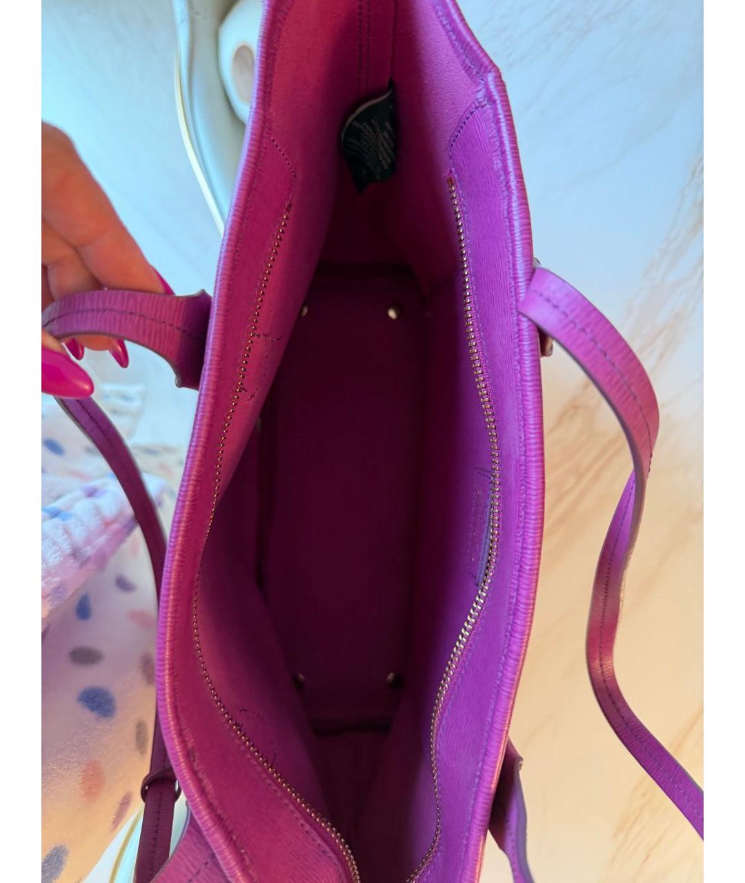 RALPH LAUREN Фуксия кожаная сумка тоут, фото 4