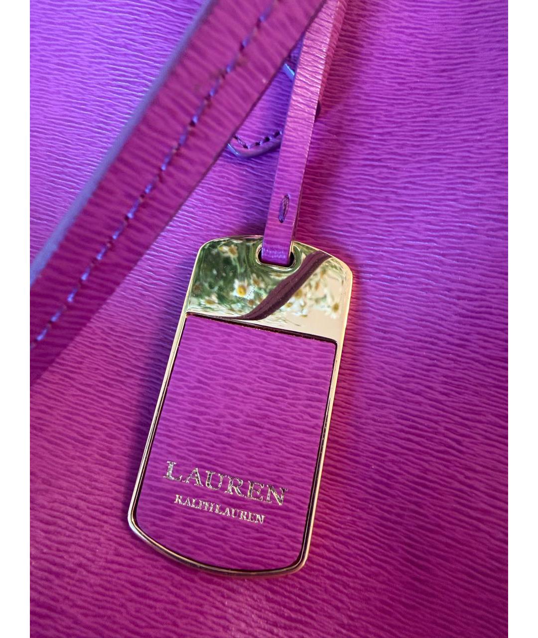 RALPH LAUREN Фуксия кожаная сумка тоут, фото 5