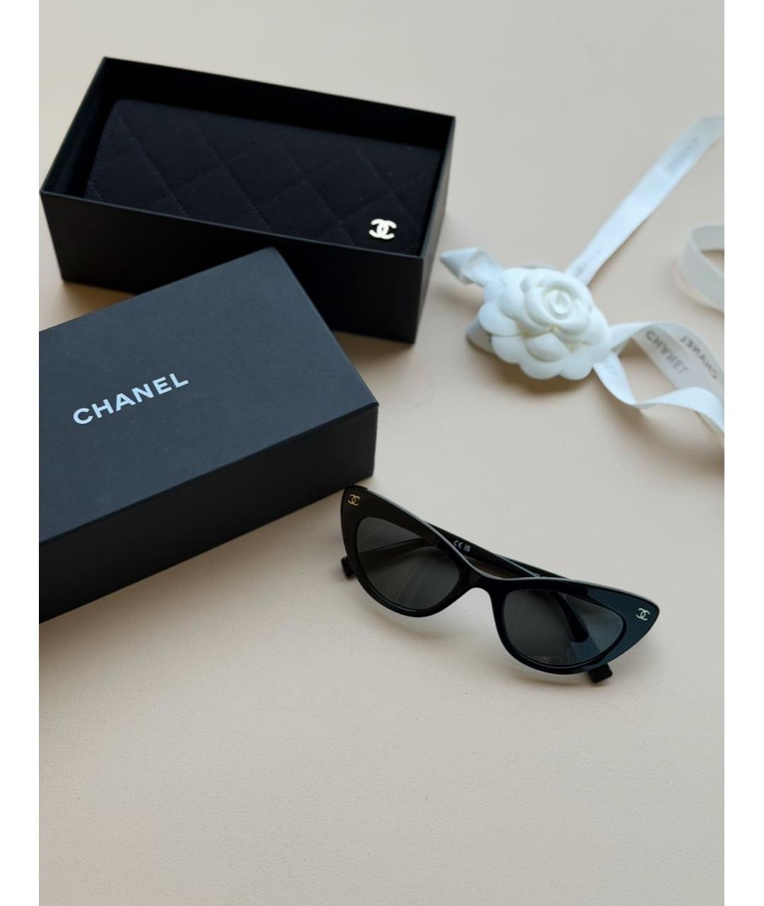 CHANEL Черные пластиковые солнцезащитные очки, фото 2