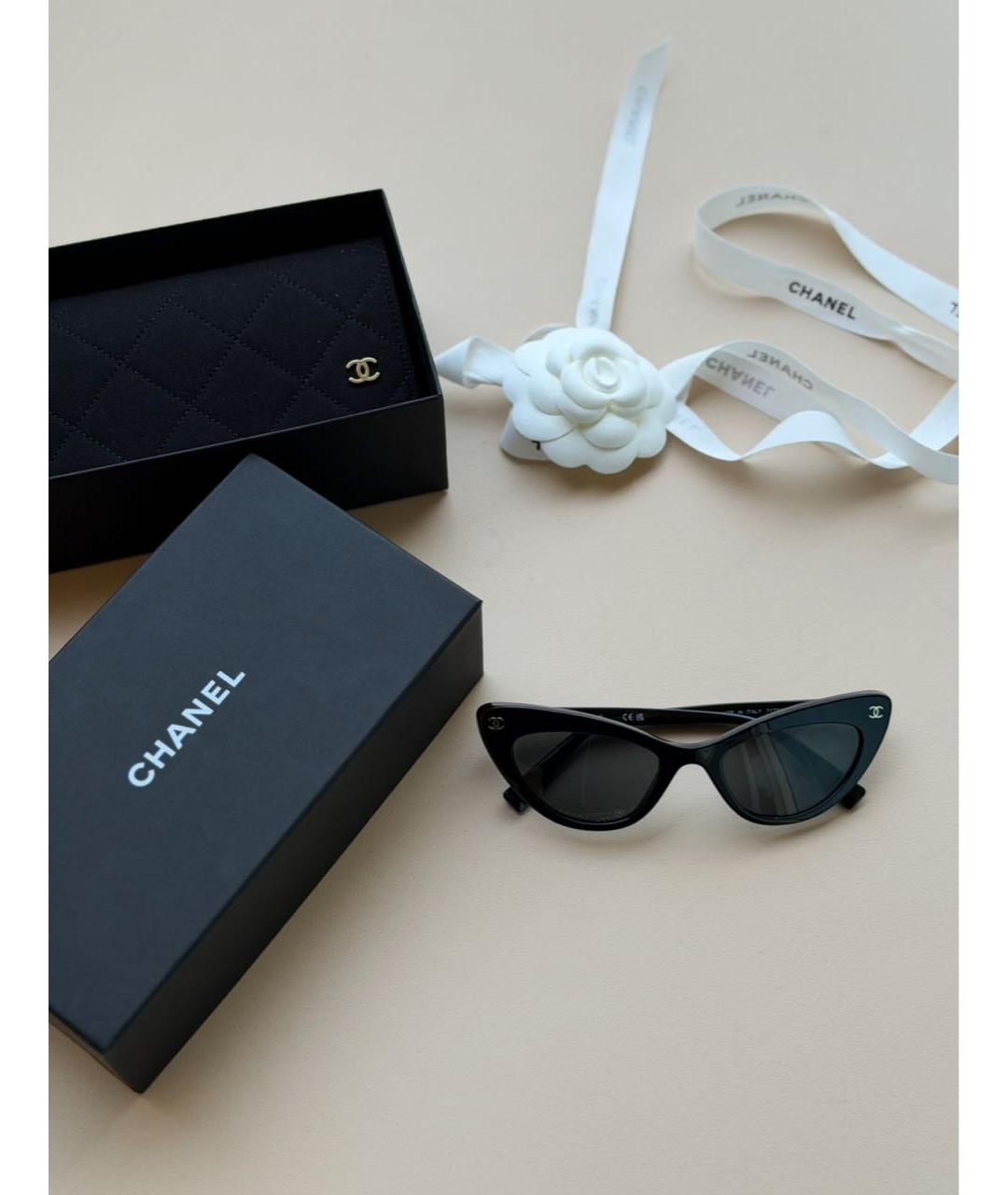 CHANEL Черные пластиковые солнцезащитные очки, фото 4