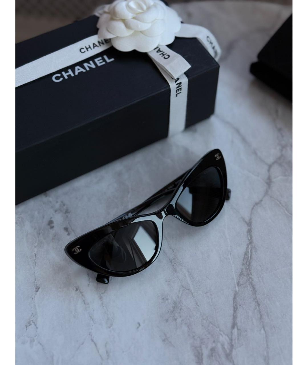 CHANEL Черные пластиковые солнцезащитные очки, фото 3