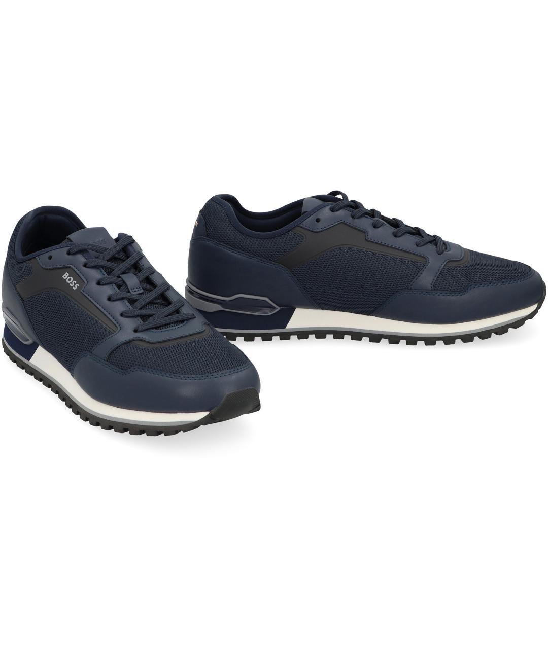 HUGO BOSS Синие кожаные низкие кроссовки / кеды, фото 3