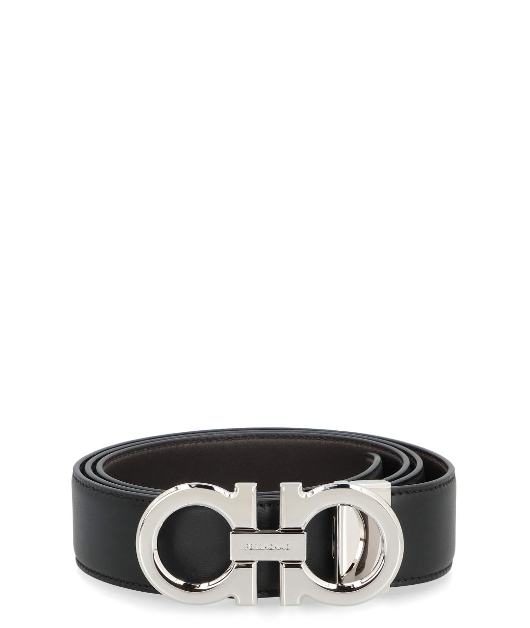 FERRAGAMO Черный кожаный ремень, фото 1