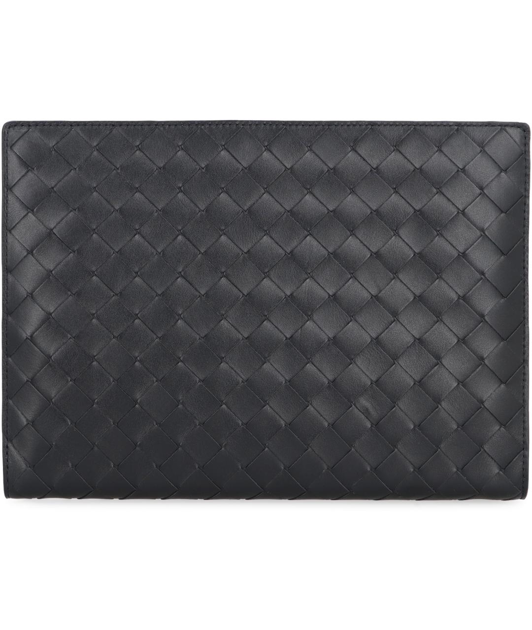 BOTTEGA VENETA Черная кожаная барсетка, фото 4