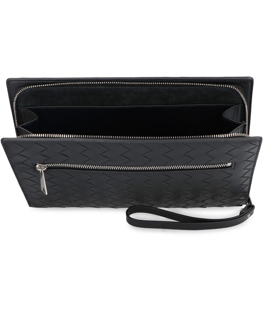 BOTTEGA VENETA Черная кожаная барсетка, фото 5