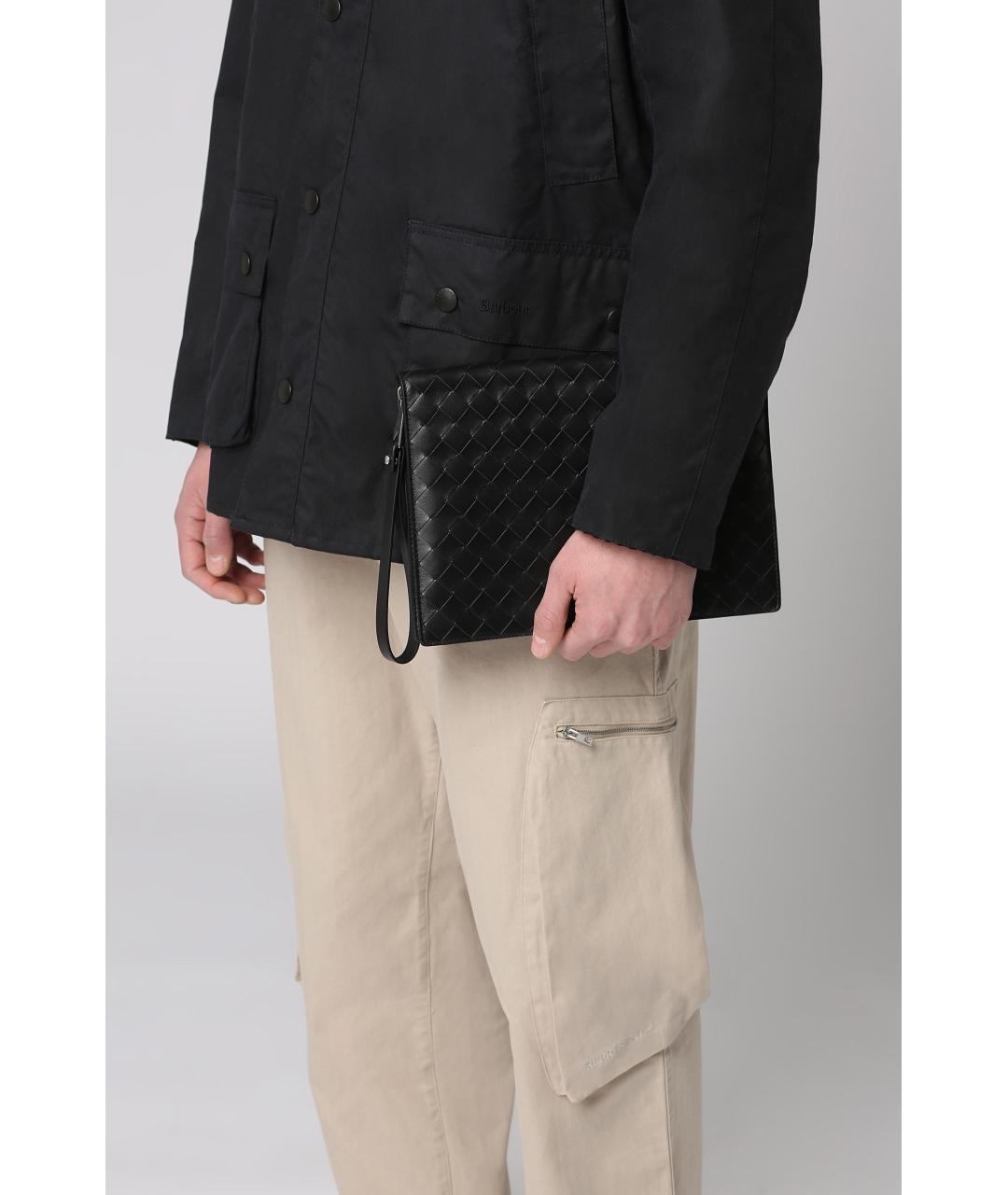 BOTTEGA VENETA Черная кожаная барсетка, фото 6