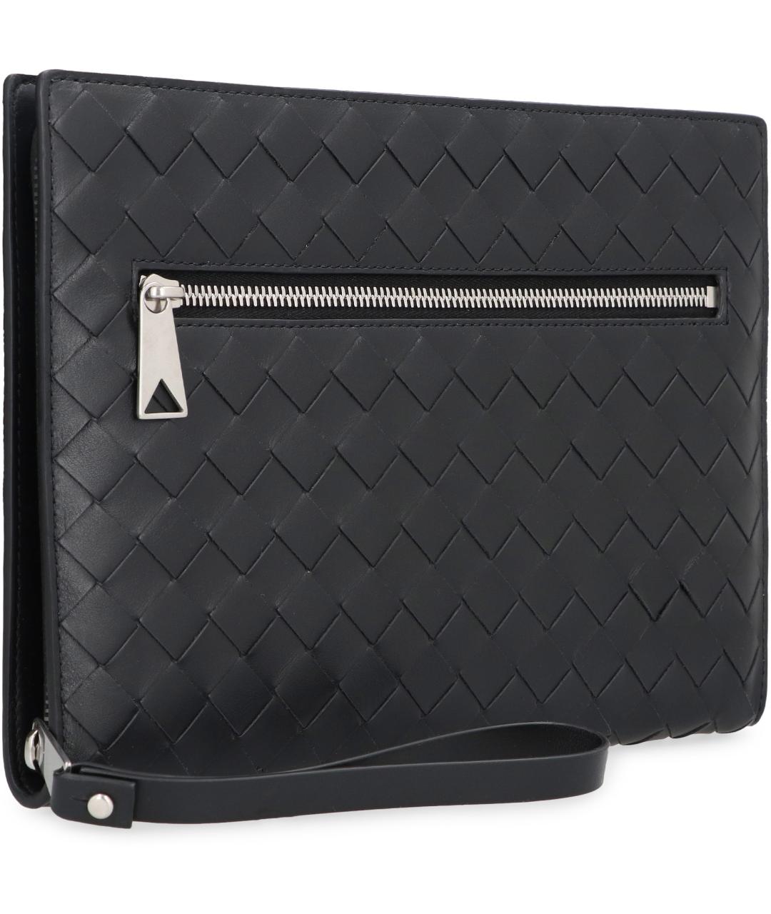 BOTTEGA VENETA Черная кожаная барсетка, фото 3