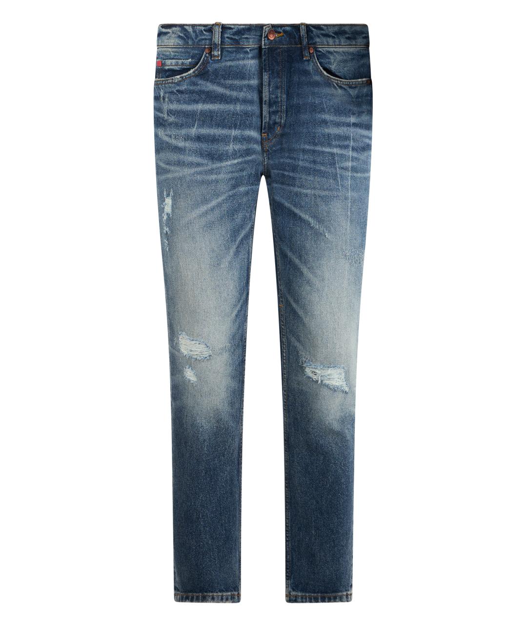 HUGO BOSS Синие хлопко-эластановые джинсы скинни, фото 1