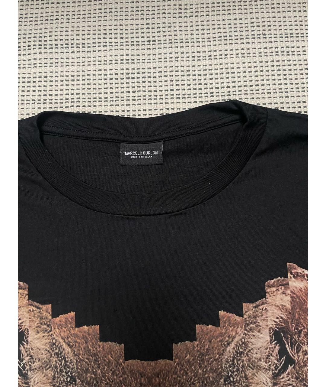 MARCELO BURLON Черная хлопковая футболка, фото 3