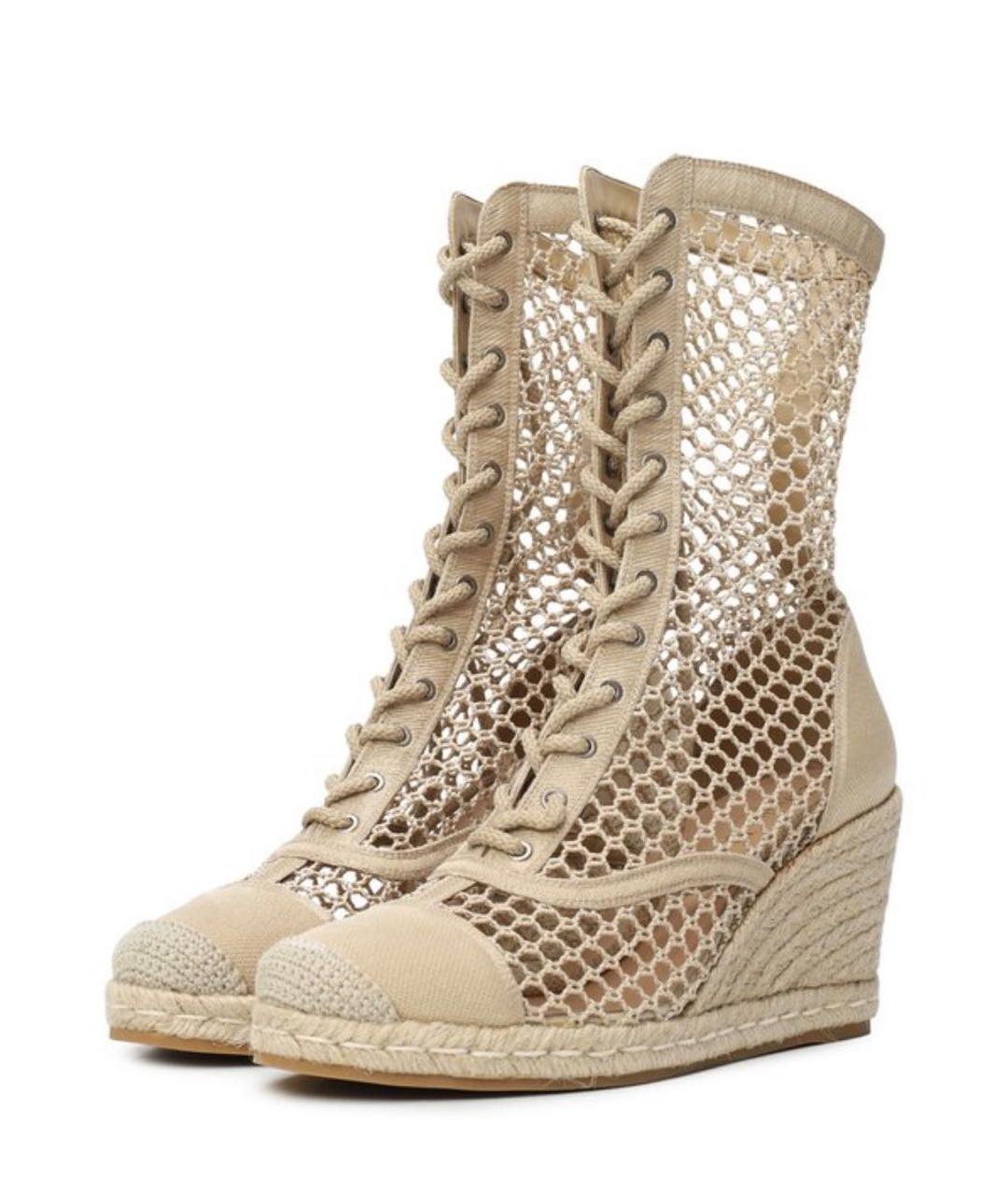 CHRISTIAN DIOR Бежевые замшевые полусапоги, фото 2