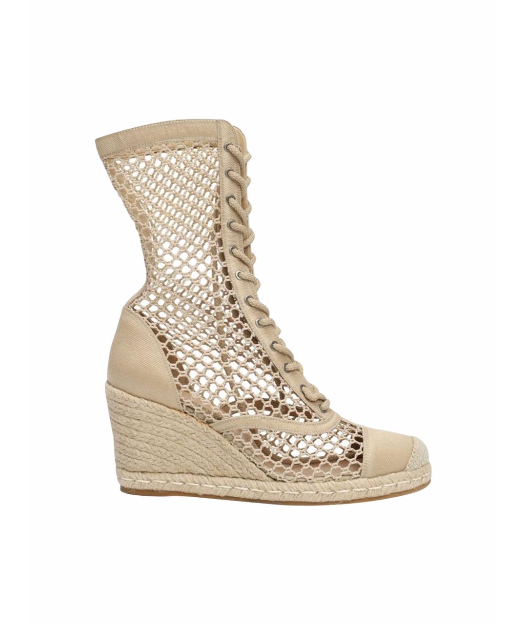 CHRISTIAN DIOR Бежевые замшевые полусапоги, фото 1